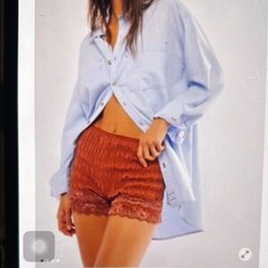 Free People Intimately Strawberry Pink In Bloom Shorties Shorts Lace Ruffle Med